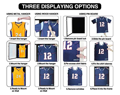 Lockable Large Jersey Display Frame with UV Protection - Black