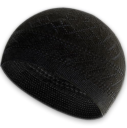 Kufi Hat for Men - Breathable Crochet Cap - Black Color