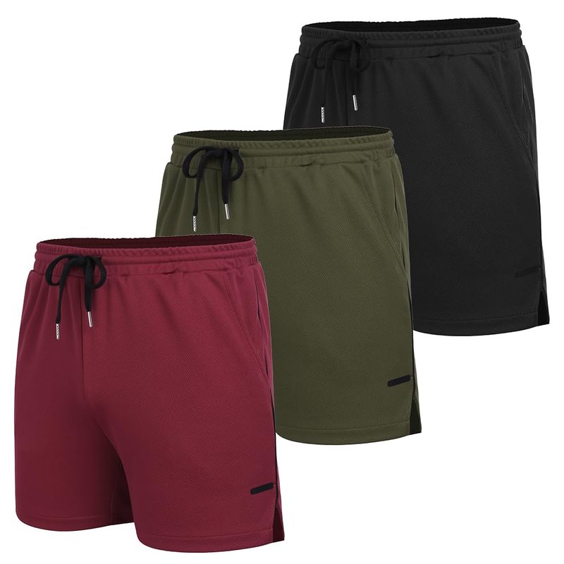 COOFADY 3 Pack Athletic Running Shorts for Men Quick Dry Gym Workout Shorts Lightweight Sports Short Pant with Pockets
