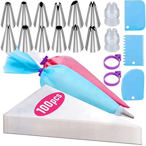 119-Piece Piping Bag and Decorating Tip Set - 12 Inch Disposable Bags