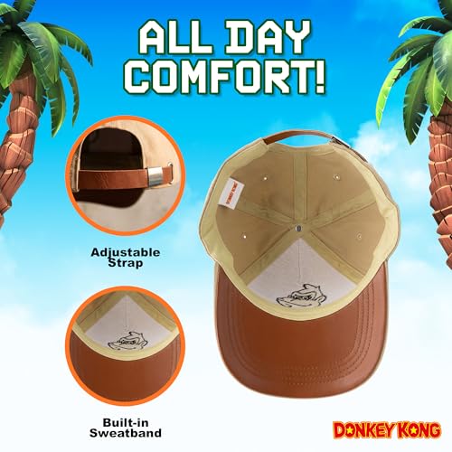 Donkey Kong Baseball Cap for Men and Women - Adjustable Cotton Tan Hat