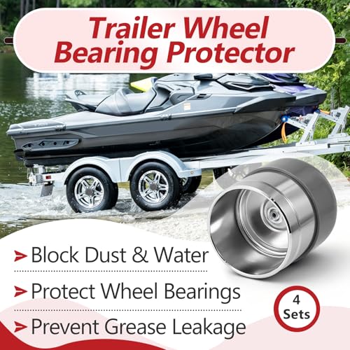 Trailer Wheel Bearing Protectors - 4 Sets, 1.98 Inch Stainless Steel