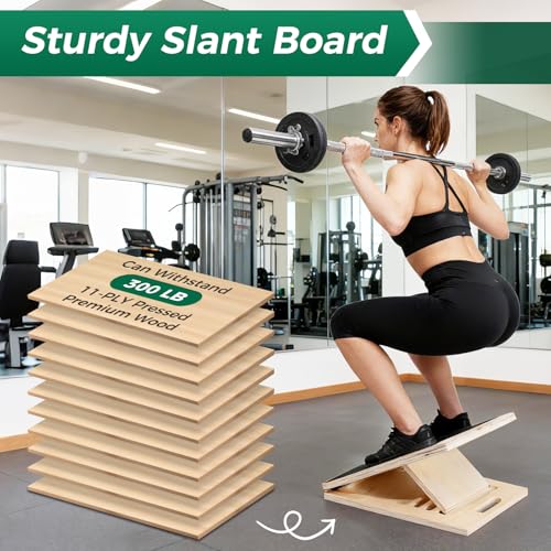 Adjustable Wooden Slant Board for Calf Stretching & Rehab