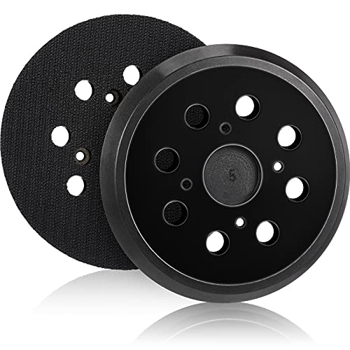 Mudder 2 Pieces 5 Inch 8 Hole Hook and Loop Orbital Sander Replacement Pad Backing Pad (Black)