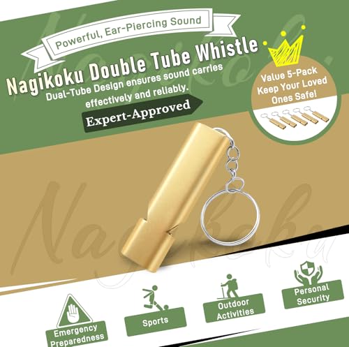 Emergency Whistle for Rescue Signaling - 5 Pack Silver