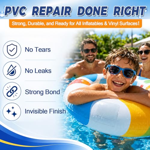 Air Mattress Patch Kit - Waterproof Vinyl Repair with PVC Glue
