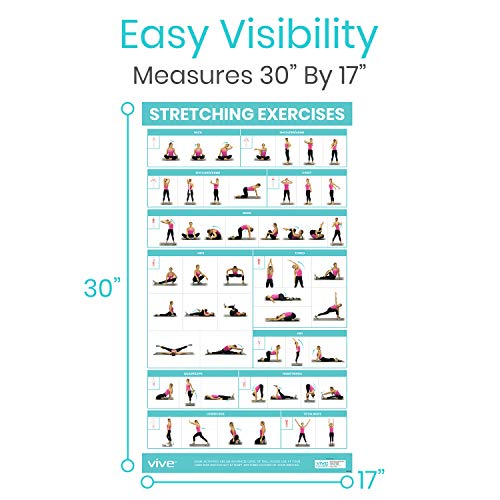 52 Stretching Exercises Poster - Full Body Workout Guide - Laminated