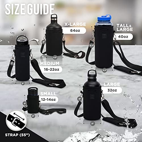 Insulated Water Bottle Carrier with Adjustable Strap - Extra Large, Light Orange Fantasy