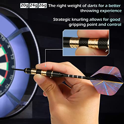 Professional Steel Tip Darts Set with Accessories - 12 Pack