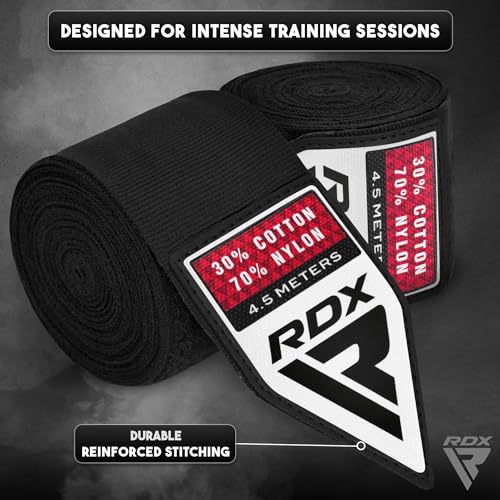 Boxing Hand Wraps 4.5M - Black Semi-Elastic MMA Inner Gloves