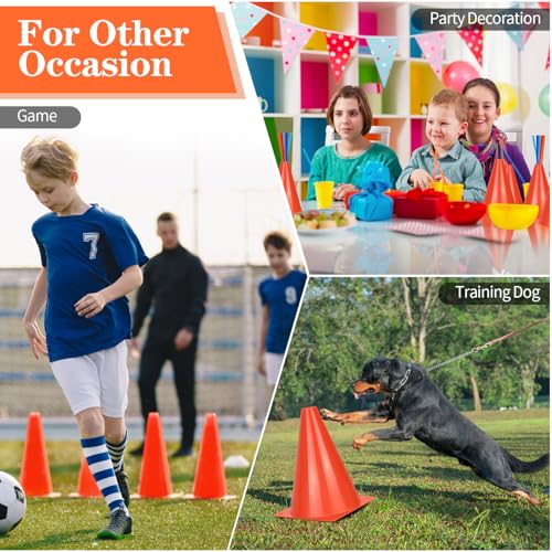 7" Plastic Soccer Cones Set - 12pcs Training Cones with Carry Bag