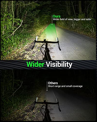 Super Bright USB Rechargeable Bike Light Set - Black, 6+4 Modes