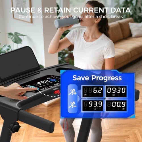 Foldable Treadmill with 12% Incline - Compact & Portable - Black