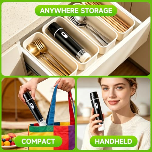 Compact Handheld Food Vacuum Sealer with 10 Reusable Bags - Black