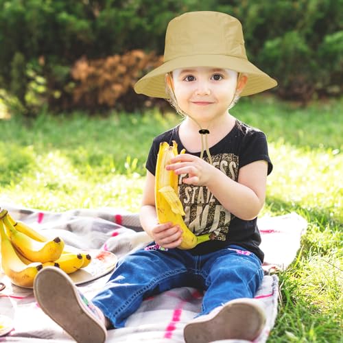 Kids Sun Hat UPF 50+ Waterproof Light Khaki Bucket Hat 8-15 Years