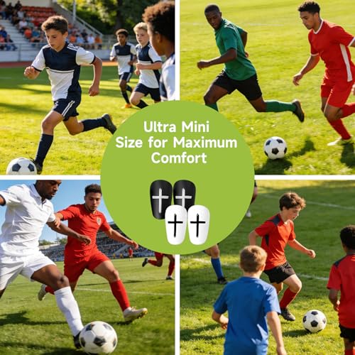 Mini Soccer Shin Guards - 2 Pairs Lightweight Protection - White+Black