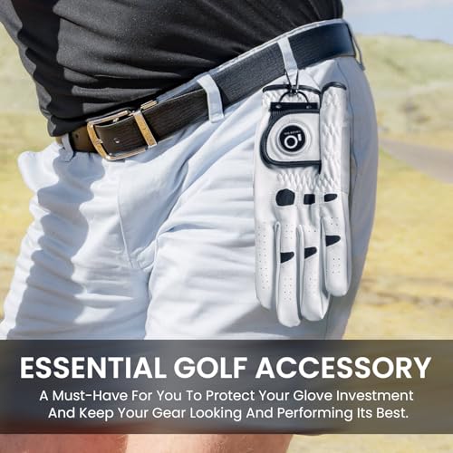 Golf Glove Holder with 360° Metal Clip - Black 2 Pack