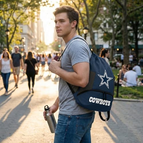 NFL Dallas Cowboys Cinch Bag - Drawstring Backpack with Zipper Pocket