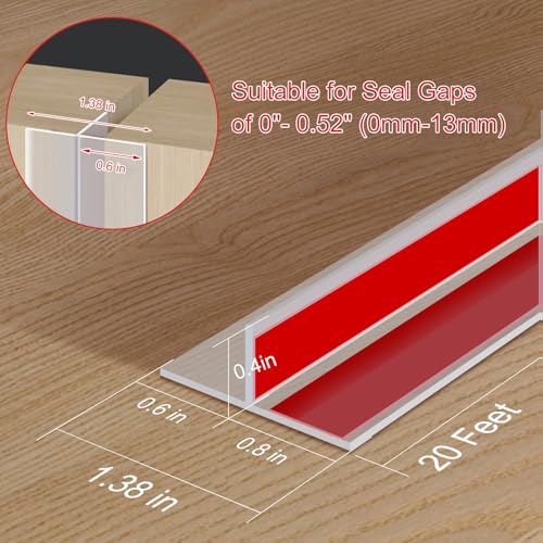 Benory 20Ft T-Shaped Silicone Weather Stripping Seal, Door Seal Tape for Doors and Windows, Blocks Cold Drafts and Reduces Noise