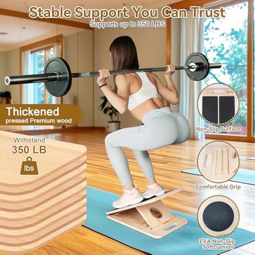Calf Stretch Board with Resistance Bands - Adjustable Slant Board