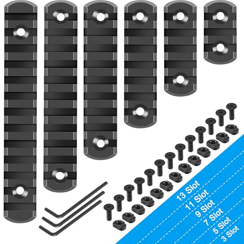 Aluminum Picatinny Rail Section - 6 Pack with T-Nuts & Wrench