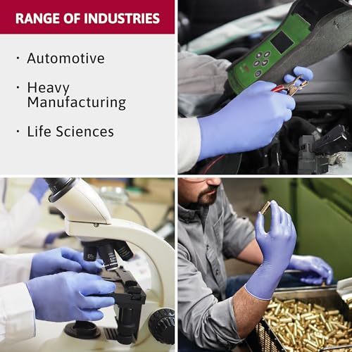 Microflex SU-690 Disposable Nitrile Gloves, Latex-Free, Powder-Free Glove for Cleaning, Mechanics, Automotive, Industrial, or Medical Applications, Violet, Size Medium, Box of 100 Units