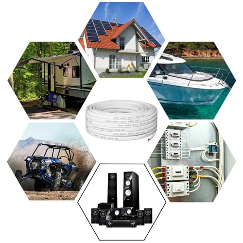 NOVINO 50ft Marine Grade 12/2 Duplex Tinned Copper Wire - Heavy-Duty Marine & Outdoor Wiring