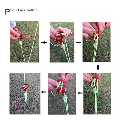 Pack of 10 Aluminum Guyline Adjusters for Camping and Hiking