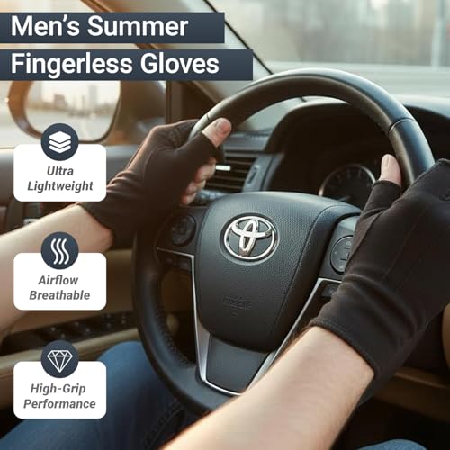 Fingerless UV Protection Gloves for Men - One Size Khaki
