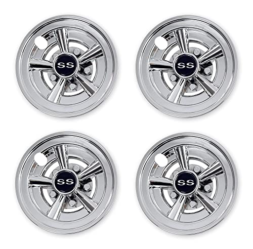 8 Inch Chrome Golf Cart Wheel Covers Hub Caps - Set of 4
