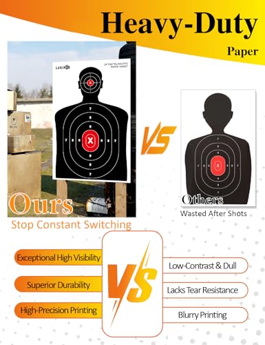 14x22 Inch Paper Shooting Targets - High-Visibility Bullseye - 10 Pack