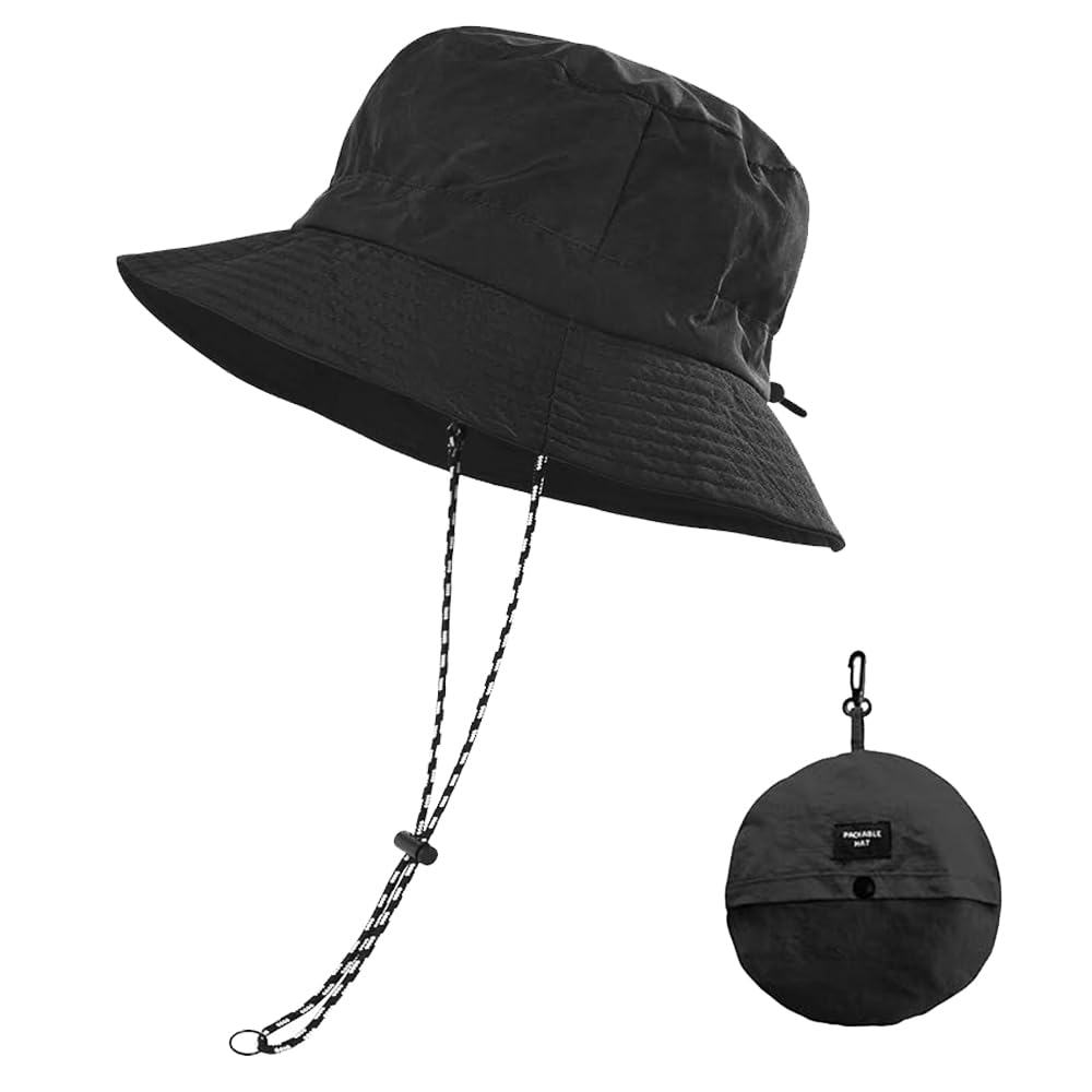 Foldable Bucket Hat for Men Women - Quick Dry Wide Brim Sun Hat with UPF 50+ UV Protection, Packable Breathable Cap for Travel, Hiking, Fishing & Beach（Grey）