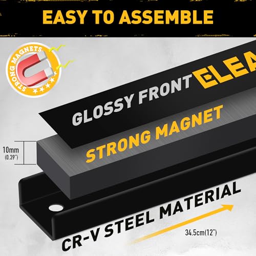 ELEAD 9-Piece 12" Magnetic Tool Holder Storage Organizer - Wall Mount Rack Garage Organization Power Magnet Hanger Workbench Board Slatwall Van Organizers Mounted Hanging Strip