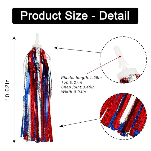 Patriotic Sparkle Bike Streamers - 1 Pair Bicycle Tassel Ribbons