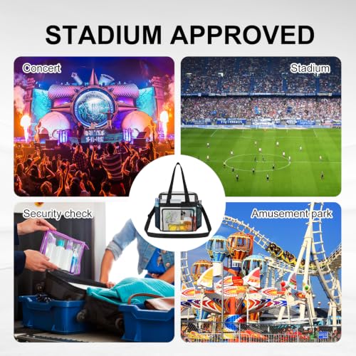 Clear Tote Bag - Stadium Approved Transparent Crossbody - Black