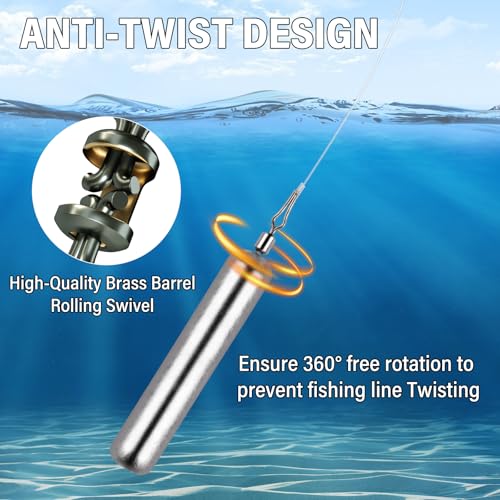 30-Pack Fishing Drop Shot Weights - 1/8oz Pencil Sinkers with Swivel