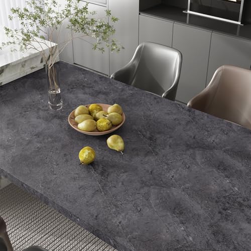 CRE8TIVE Dark Grey Concrete Wallpaper Peel and Stick Concrete Contact Paper for Countertops Cabinets Waterproof 12"x80" Self Adhesive Industrial Cement Wallpaper Textured for Kitchen Backsplash Walls