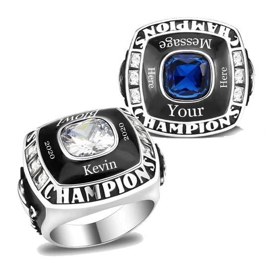 Custom Stainless Steel Championship Ring - Trophy Silver