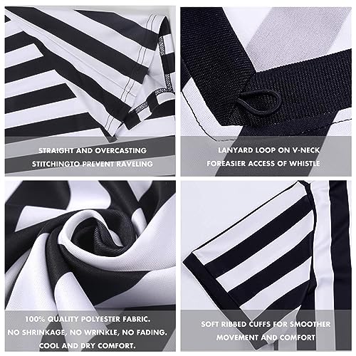 Redgino Men's Referee Shirt Medium V Collar Black & White Football Soccer Jersey