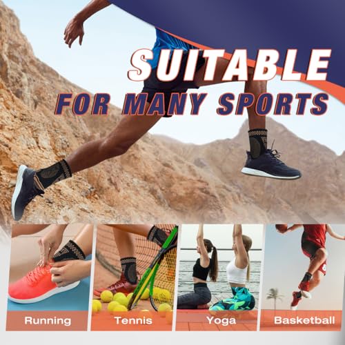 Copper Ankle Brace Compression Sleeve for Men & Women - Medium