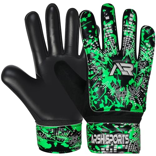 Soccer Goalie Gloves for Kids - Size 6 with Double Wrist Protection - Green