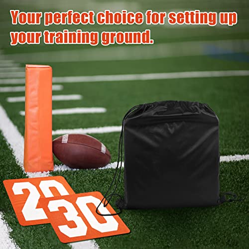 Football Yard Markers Set - 12 Inch with Carrying Bag, Classic Orange & White - 11 Pieces