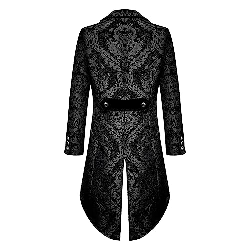 Mens Vintage Tailcoat Jacket Gothic Victorian Frock Coat - Black 4X-Large