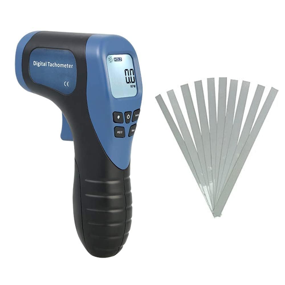 Skiennix Handheld Digital Laser Tachometer - Non-Contact RPM Meter with 10 Reflective Tapes | Measuring Range 2.5-99999 RPM