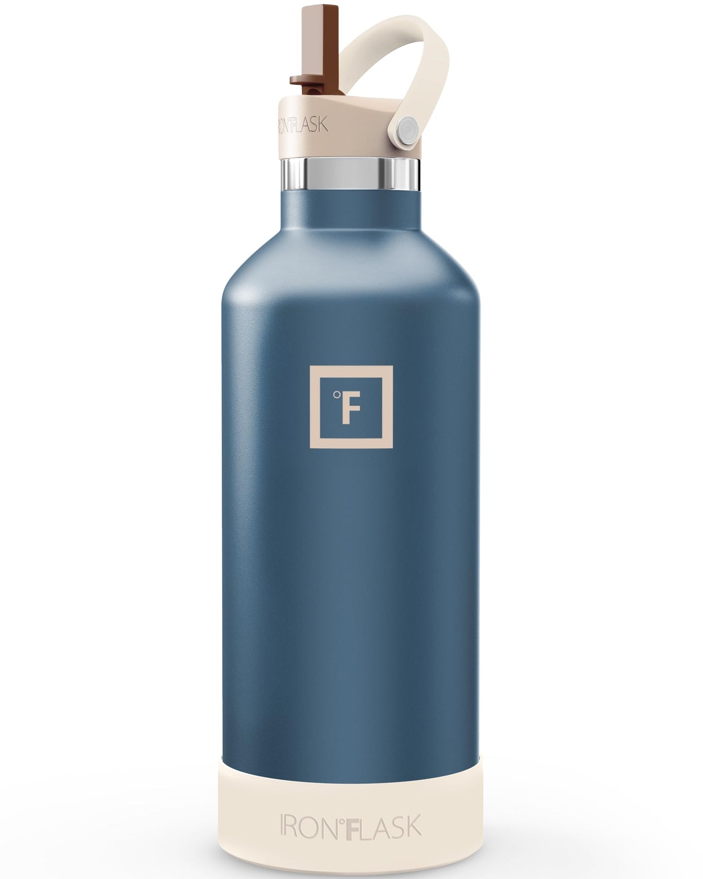 IRON °FLASK Camping & Hiking Hydration Flask with Straw, Narrow Mouth Insulated Stainless Steel Sports Water Bottle - Desert Oasis 32 oz - Straw (1 Lid)