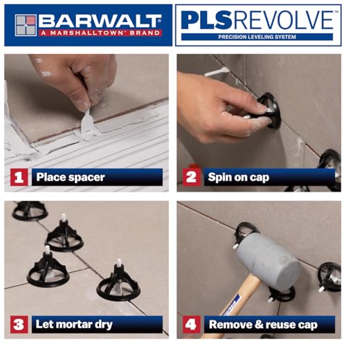 BARWALT PLS Revolve Tile Leveling System 1/8 Inch Spacer Bases - 100 Pack