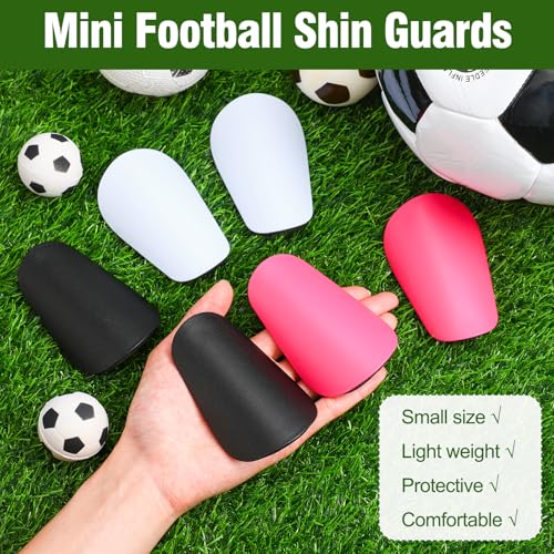 Mini Soccer Shin Guards - 3 Pairs, Lightweight Protective Gear - Black, White, Rose Red
