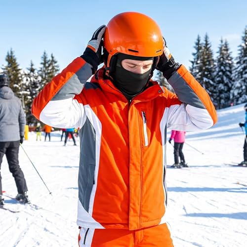 Thin Balaclava Ski Mask - Windproof Full Face Hood - One Size Black+Rose Red