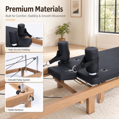 Foldable Pilates Reformer with Jumpboard – 88x11x21.3 Inches