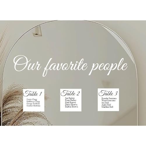 Wedding Seating Chart Decal, 3.5H x 19W, White Vinyl, Glitter Letter Print, Wall Decor